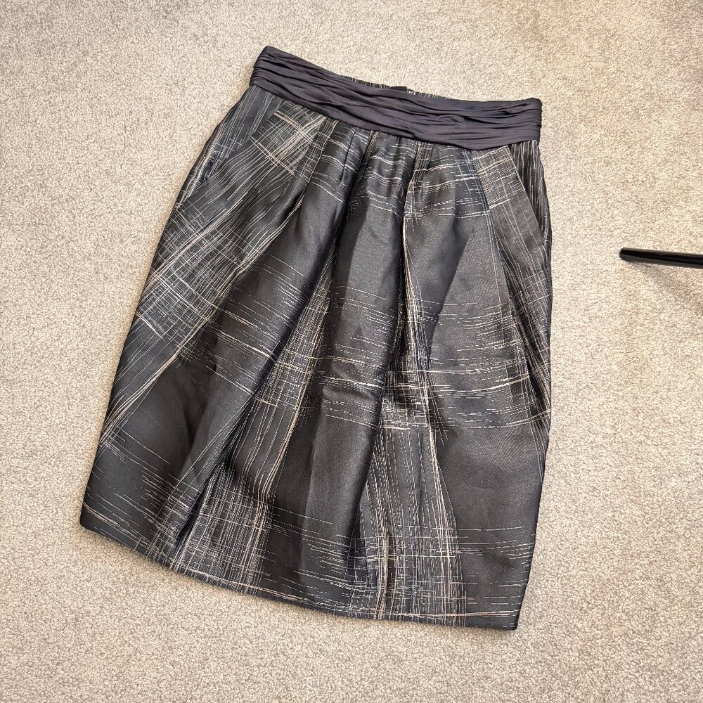 Armani Collezioni Pleated Party Skirt Black Silver Designer Elegant Sz 12    - U